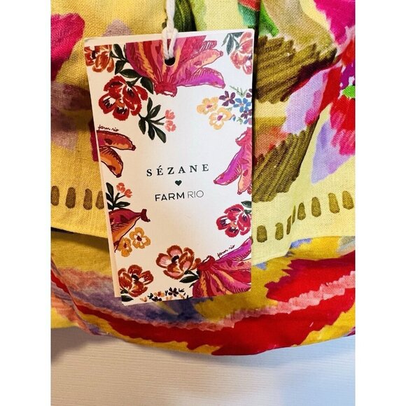 Sezane X Farm Rio Parioca Blouse One Shoulder Floral Cropped Top 40/US 8 - Picture 9 of 12